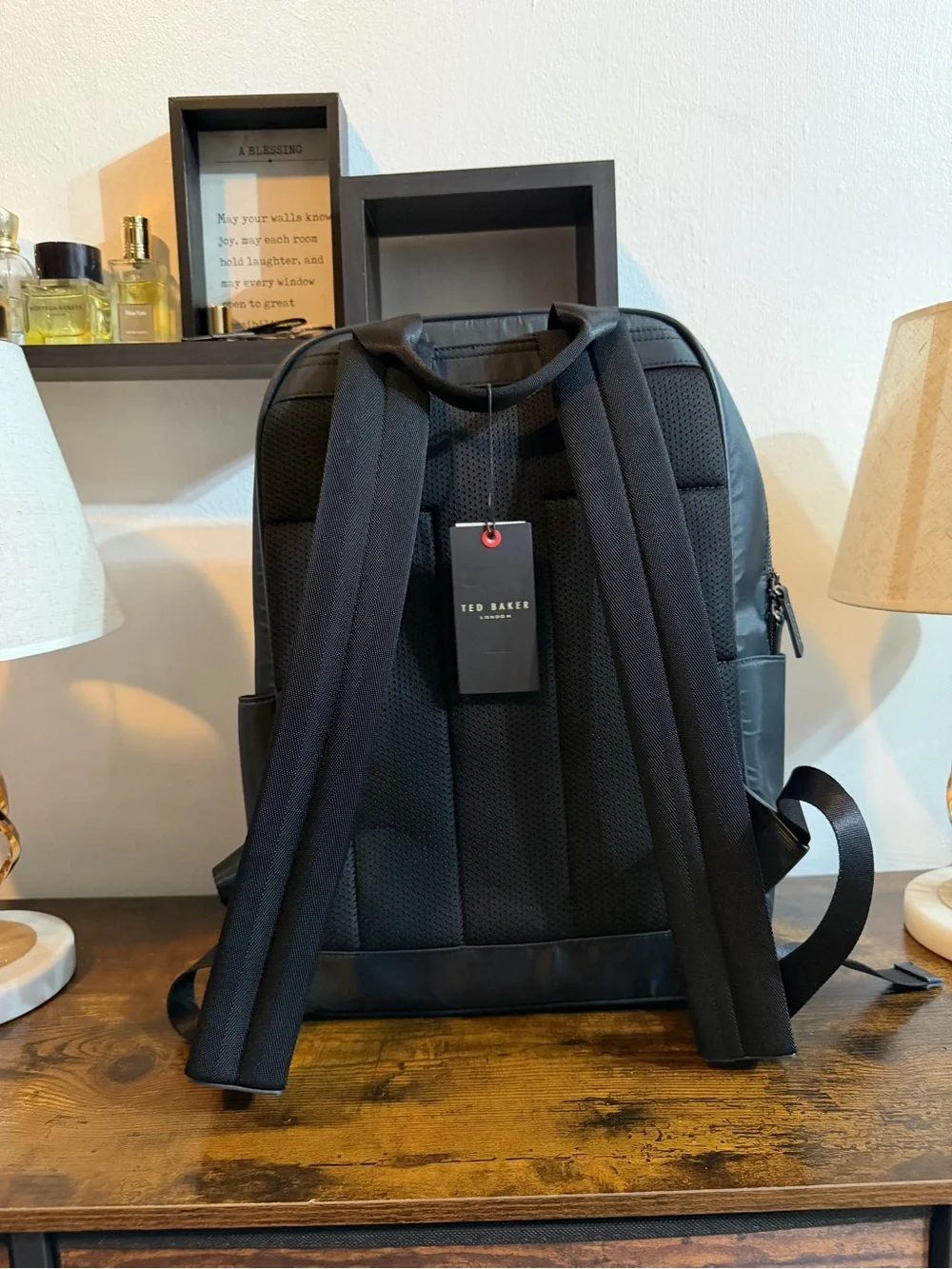 Ted Baker London Black Nylon Backpack with Front Pocket